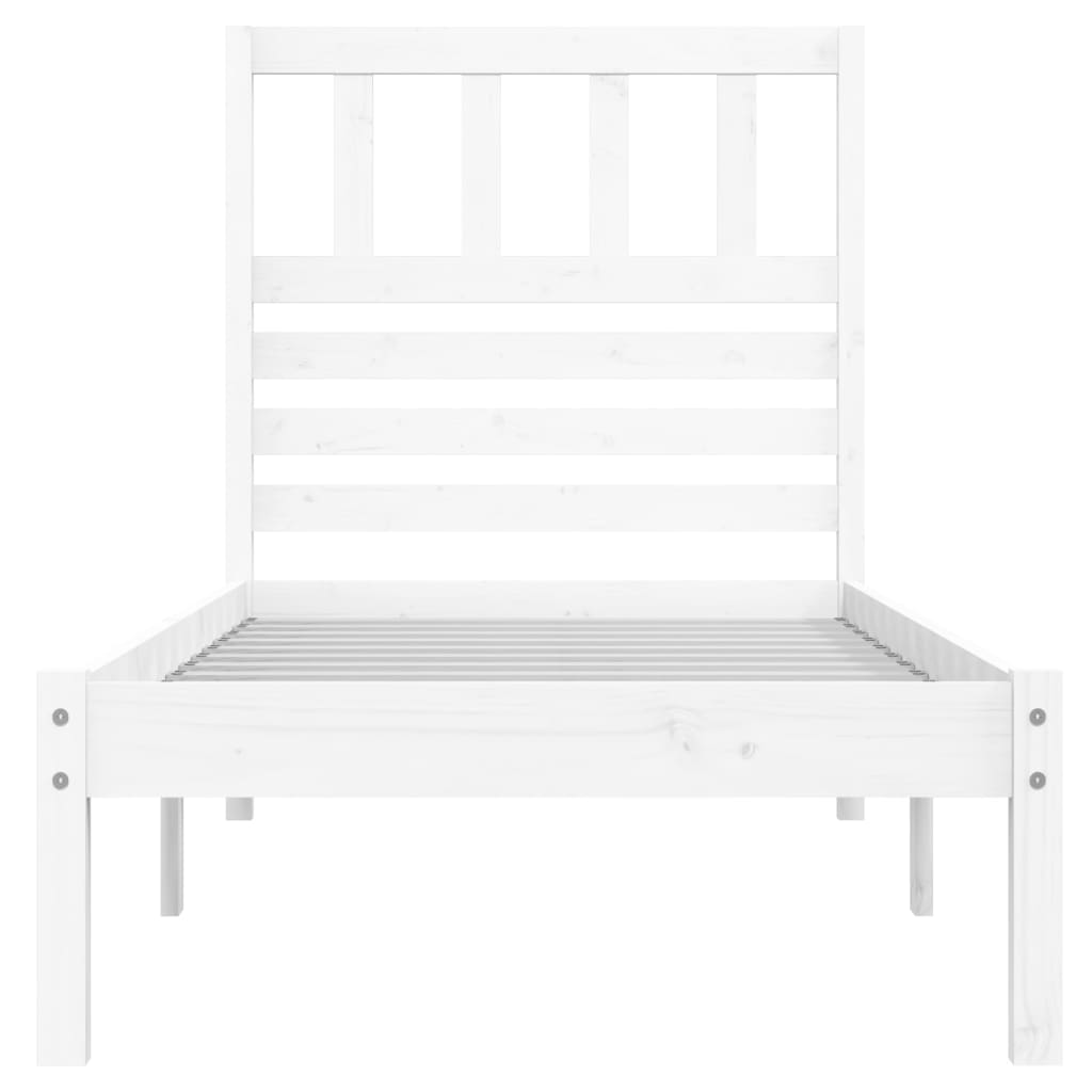 Cama sem colchão 75x190 cm madeira de pinho maciça branco