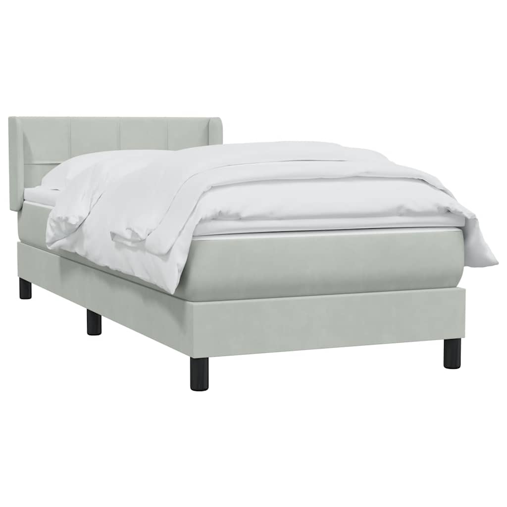 Cama com molas/colchão cinzento-claro 80x210 cm veludo