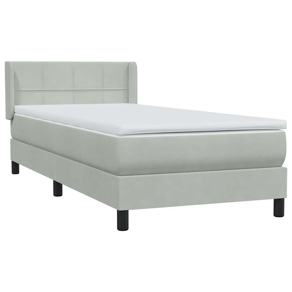 Cama com molas/colchão cinzento-claro 80x210 cm veludo