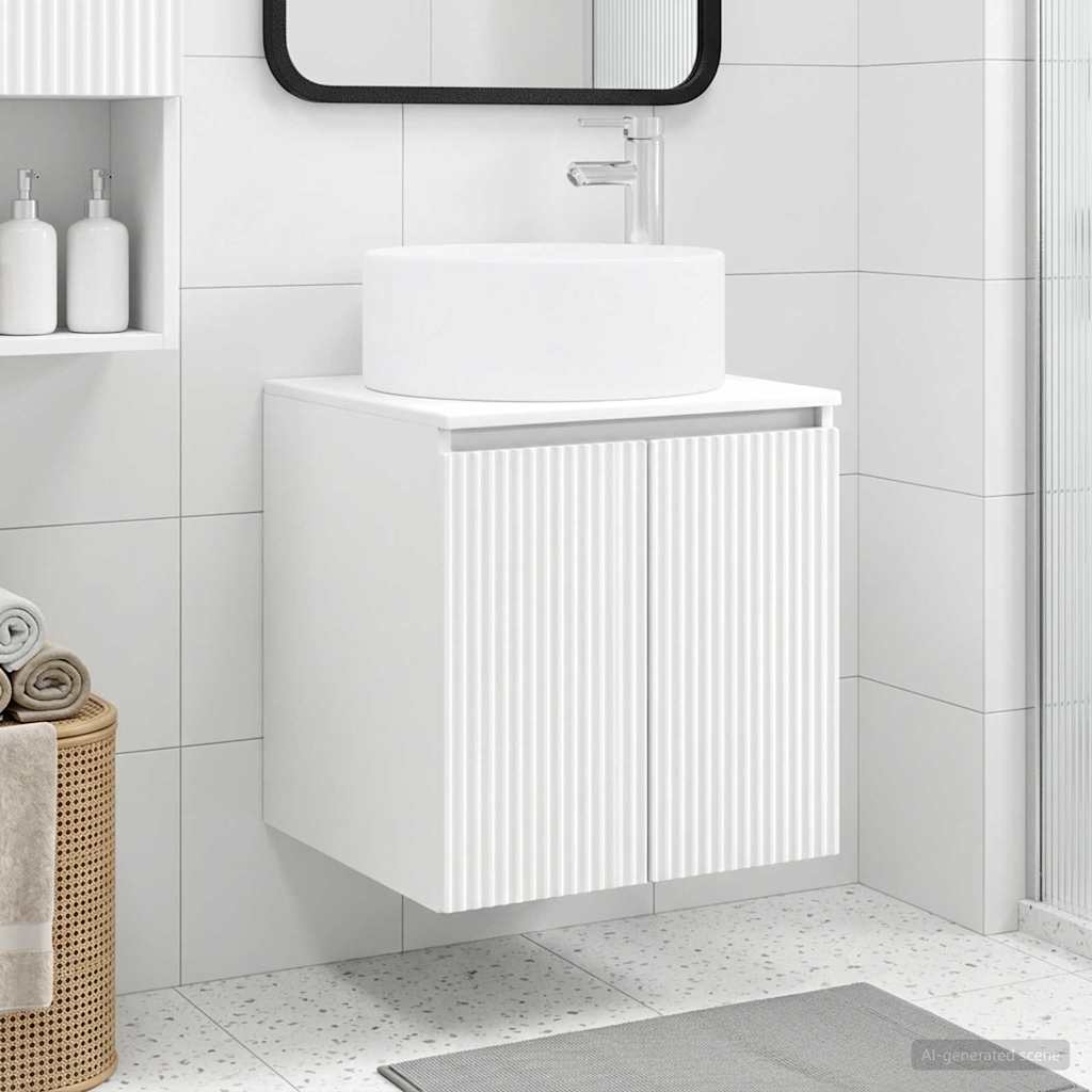 Vanidade de pia de parede branco 49,5 x 44,5 x 65,5 cm