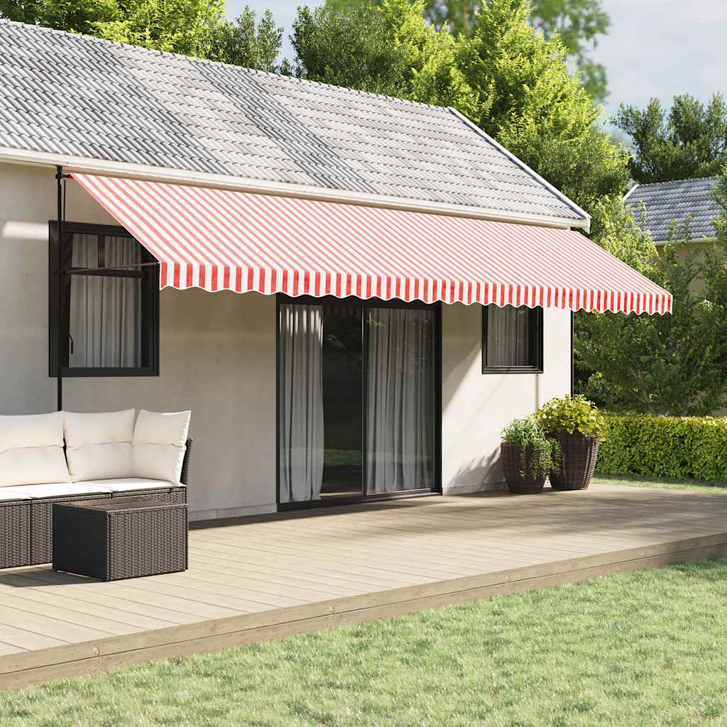 Tecido de substituição para toldo vermelho e branco 600x350 cm poliéster