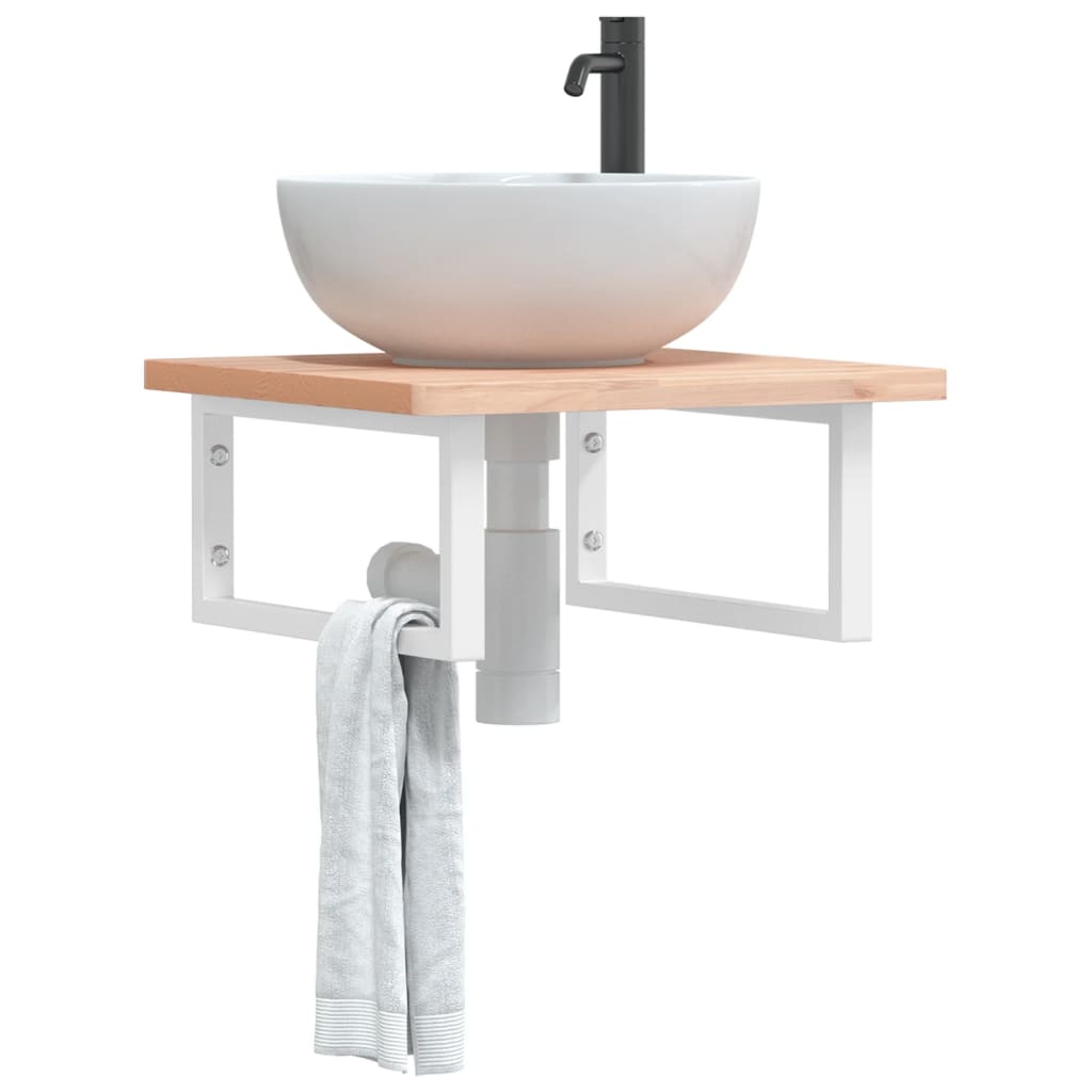 Suportes de prateleira p/ lavatório 2 pcs aço retangular branco