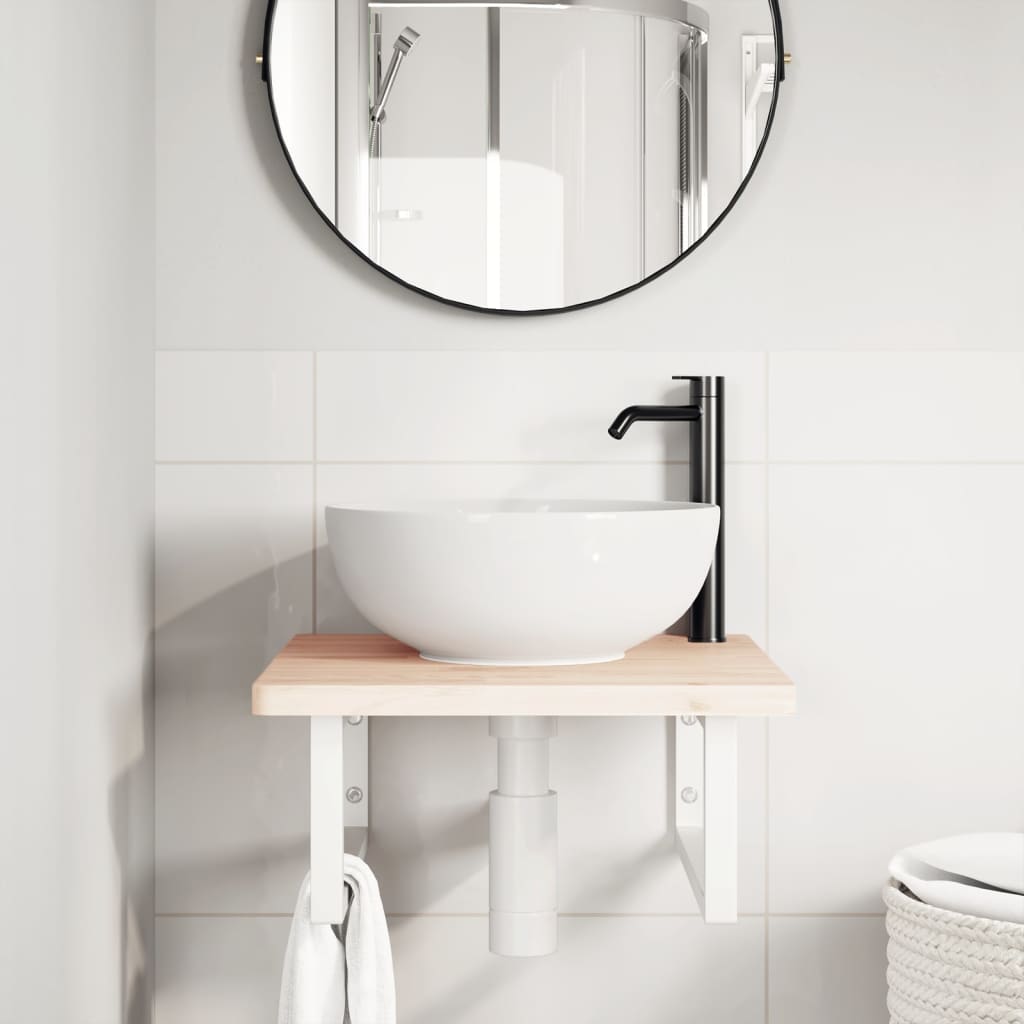 Suportes de prateleira p/ lavatório 2 pcs aço retangular branco