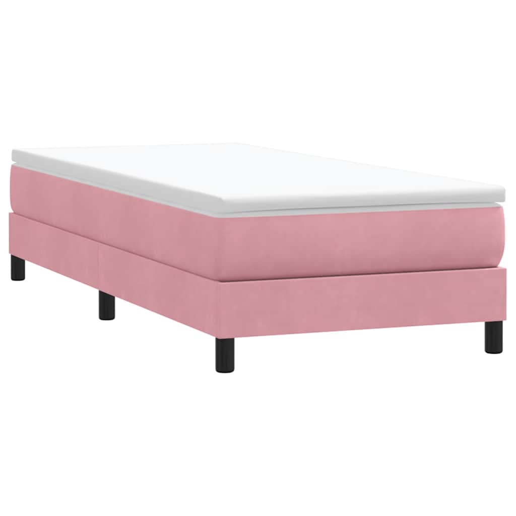 Box cama de primavera sem colchão rosa 100x210 cm veludo