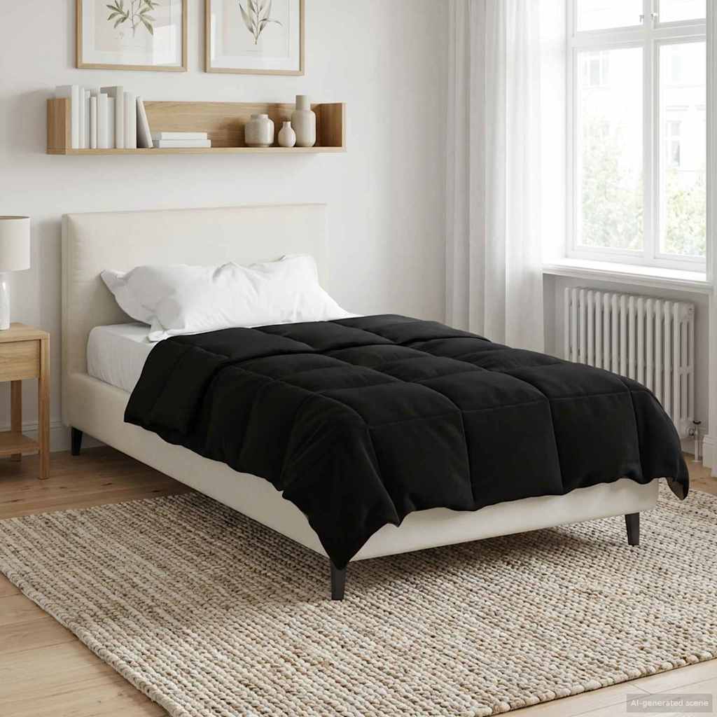 Duvet de ano inteiro colchonete preto 155 x 220 cm microfibra