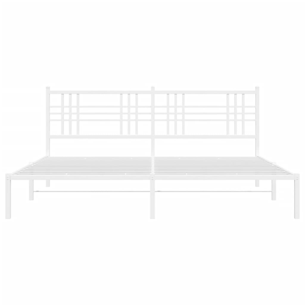 Estrutura de cama com cabeceira 193x203 cm metal branco
