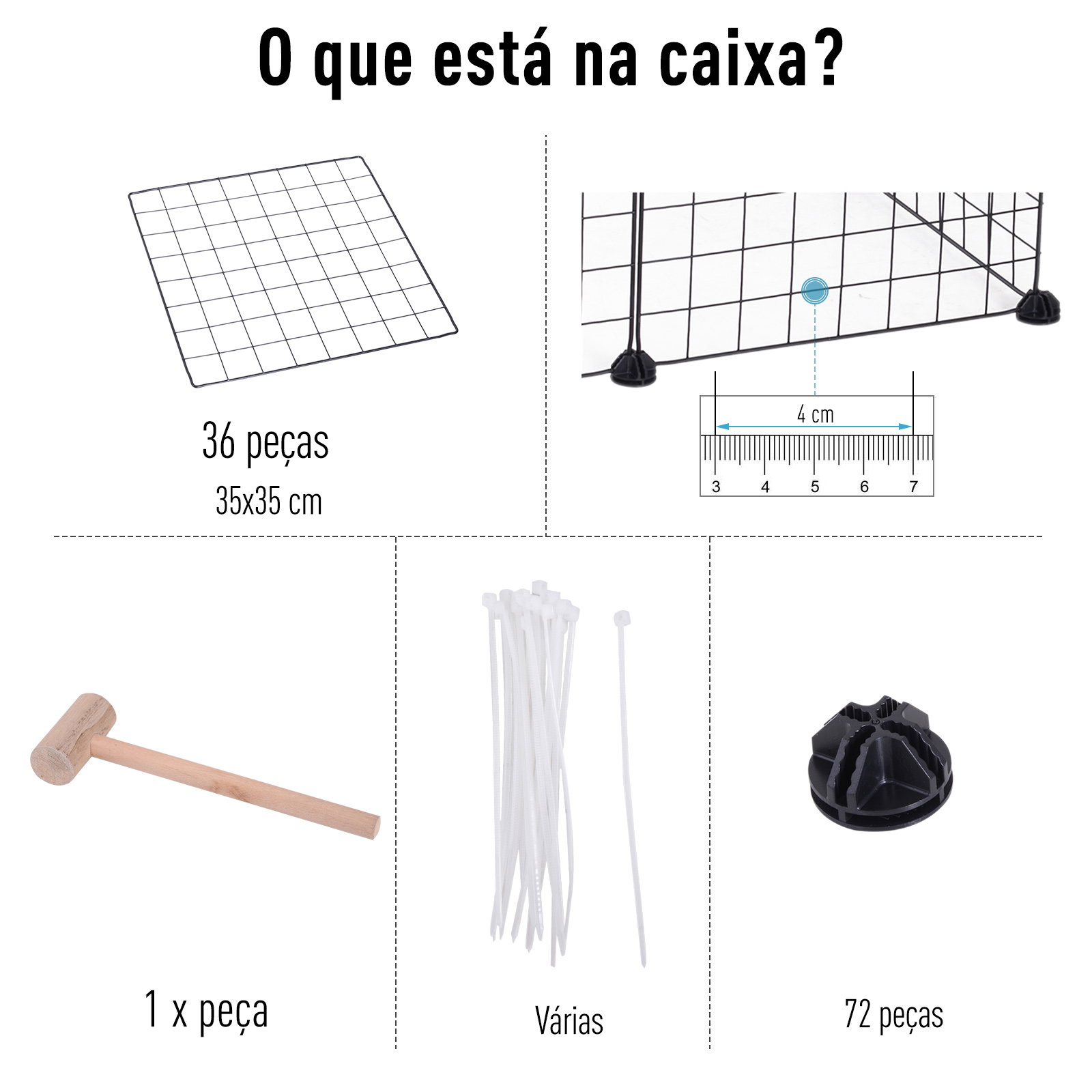Recinto de metal para pequenos animais de estimação com 36 painéis desmontável DIY 146x73x73 cm preto