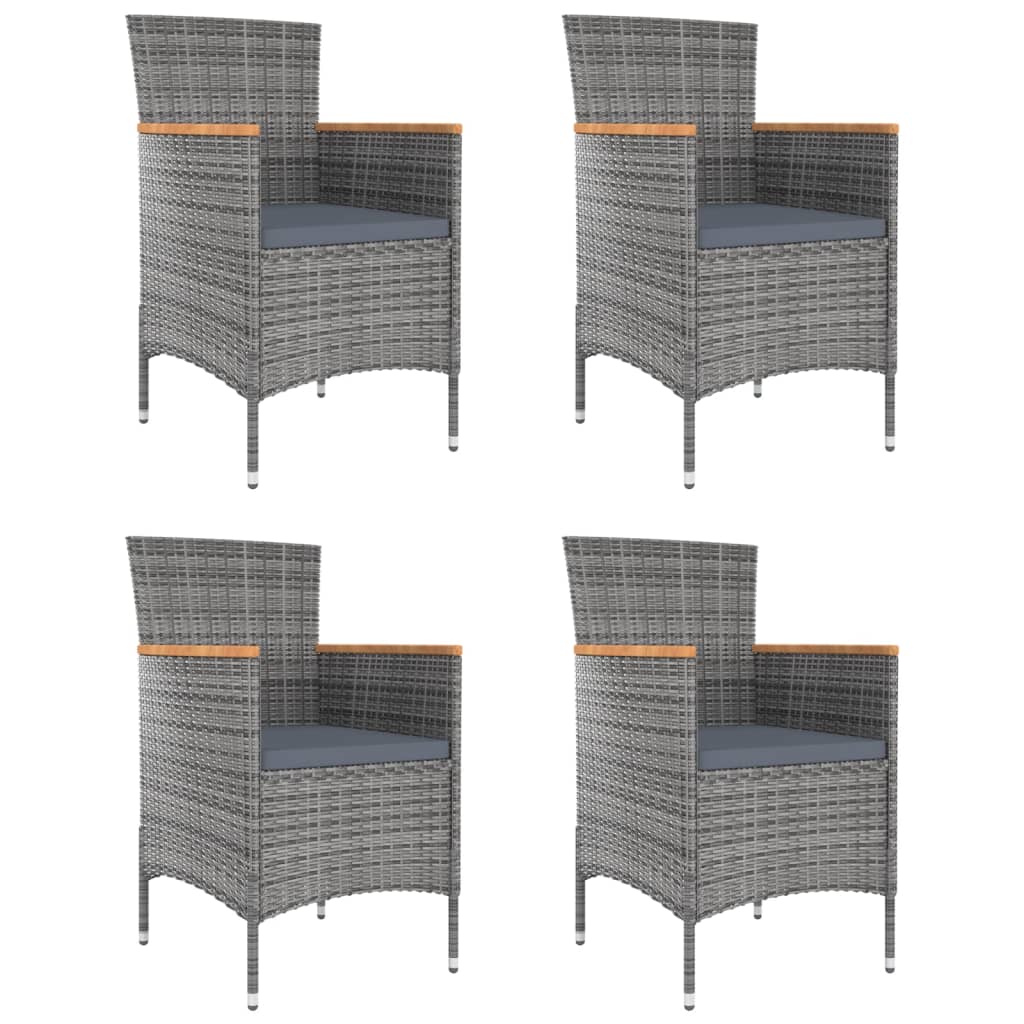 Cadeiras de jantar para jardim 4 pcs vime PE cinzento