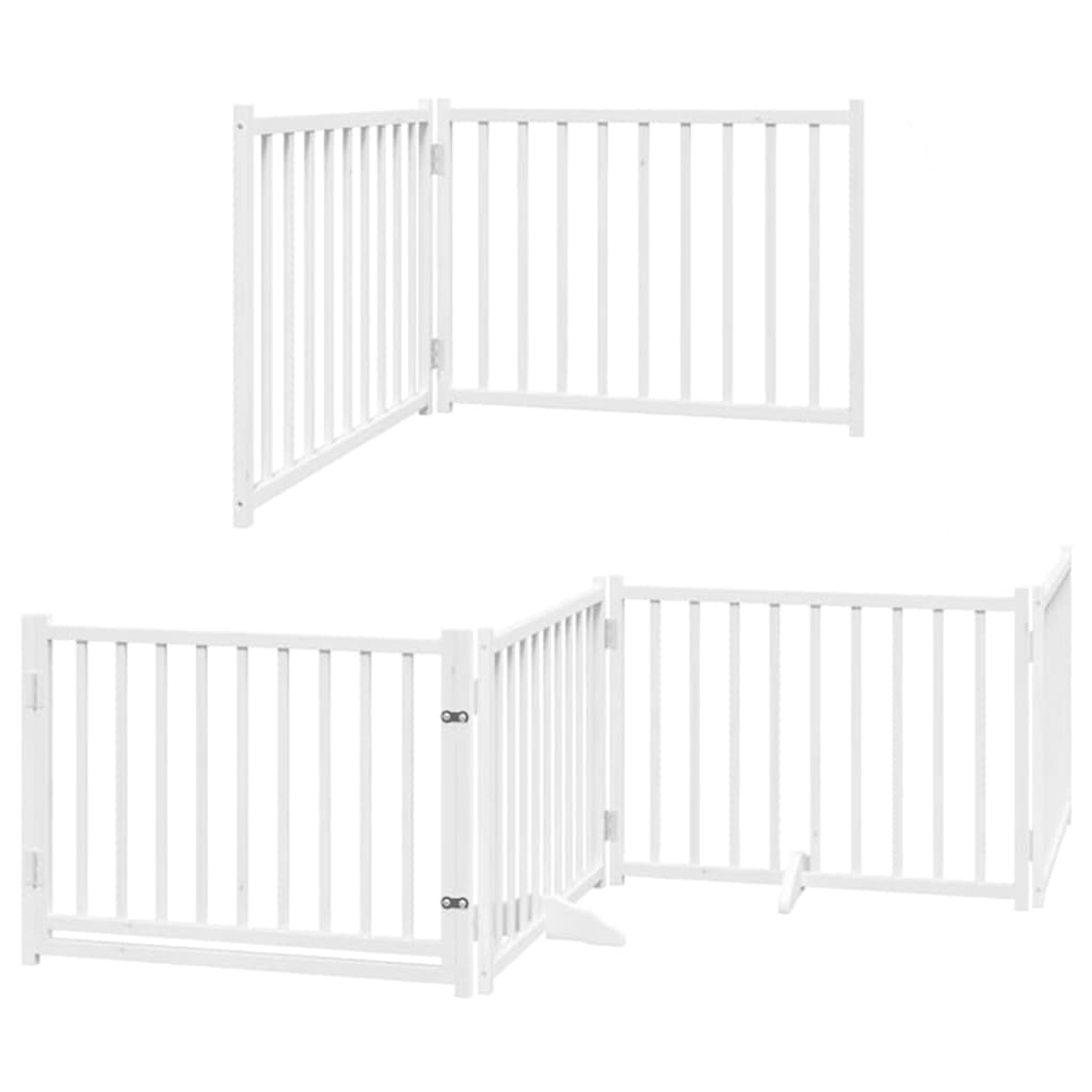 Portão p/ cães com porta dobrável 6 painéis 480 cm álamo branco