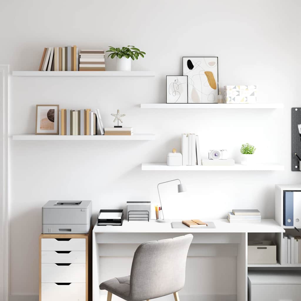 Prateleiras de parede suspensas 4 pcs 120x23,5x3,8cm MDF branco