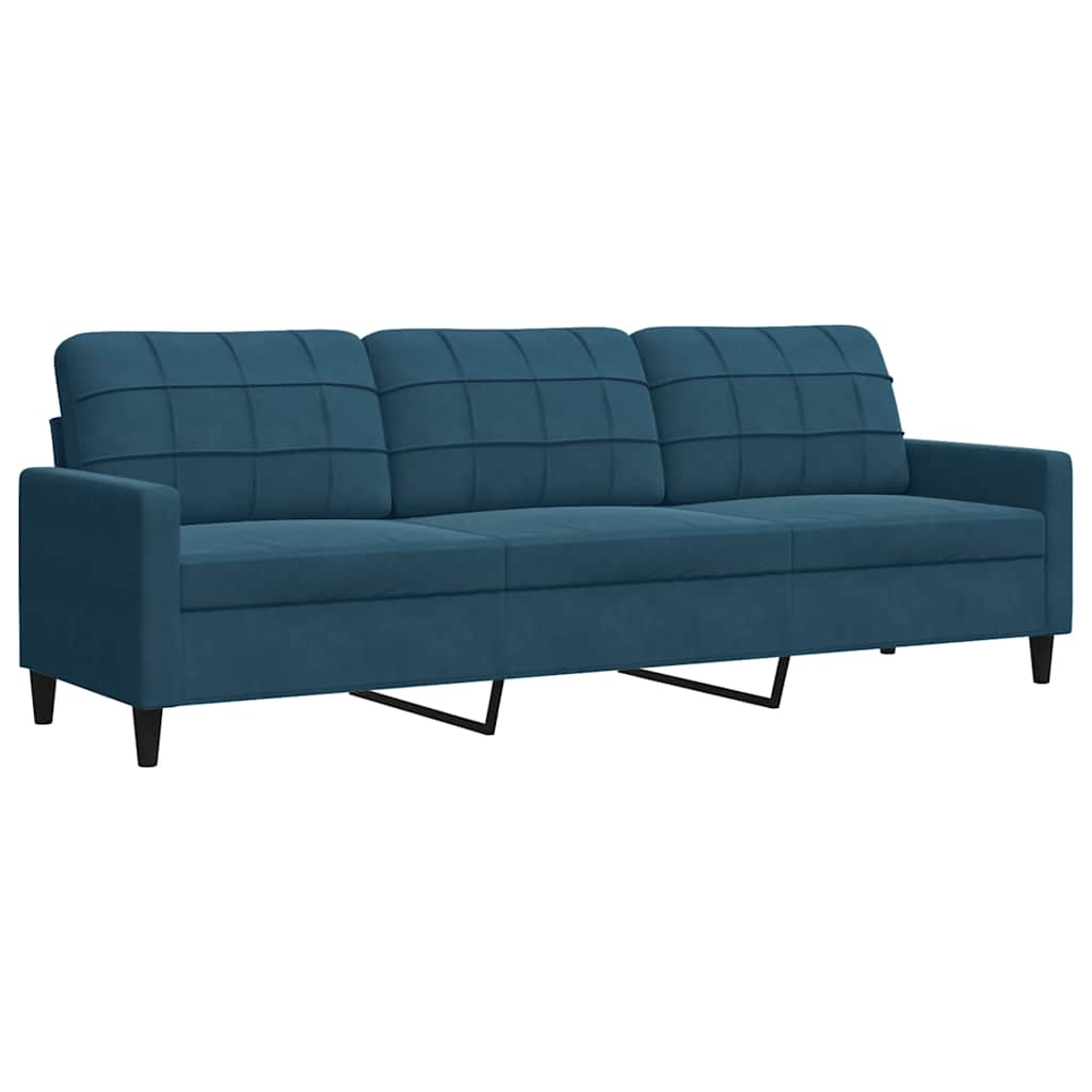 2 Pcs conjunto de sofás com almofadões e rolos veludo azul