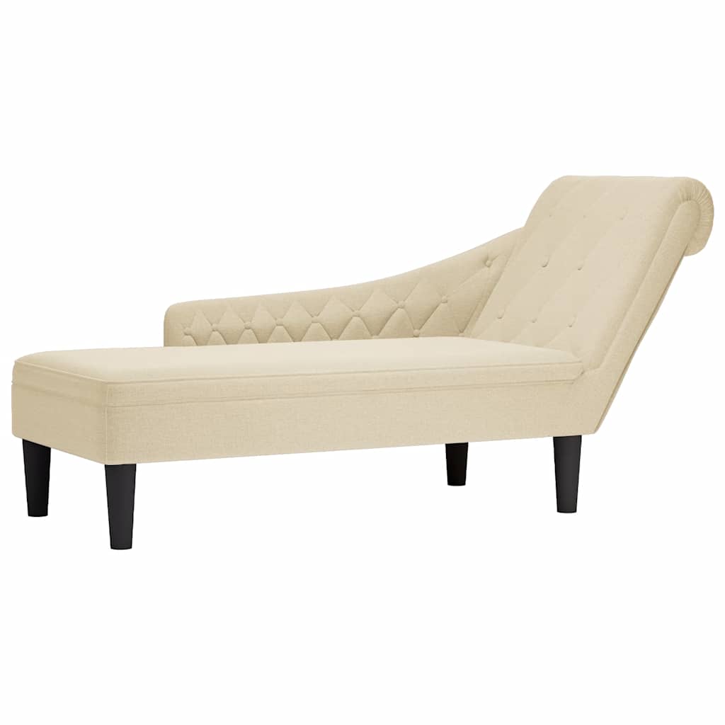 Chaise lounge c/ almofada/apoio de braços direito tecido creme