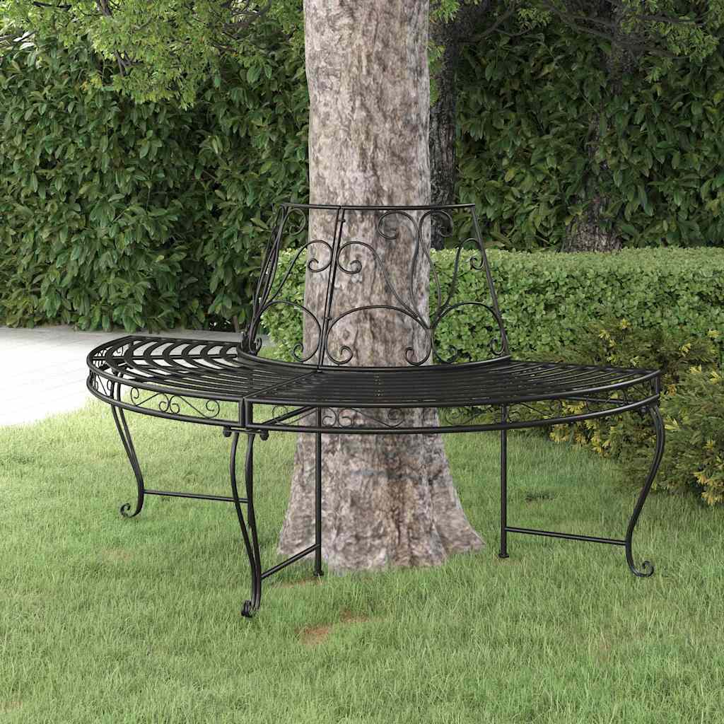 Banco para árvore semicircular ø160 cm aço preto