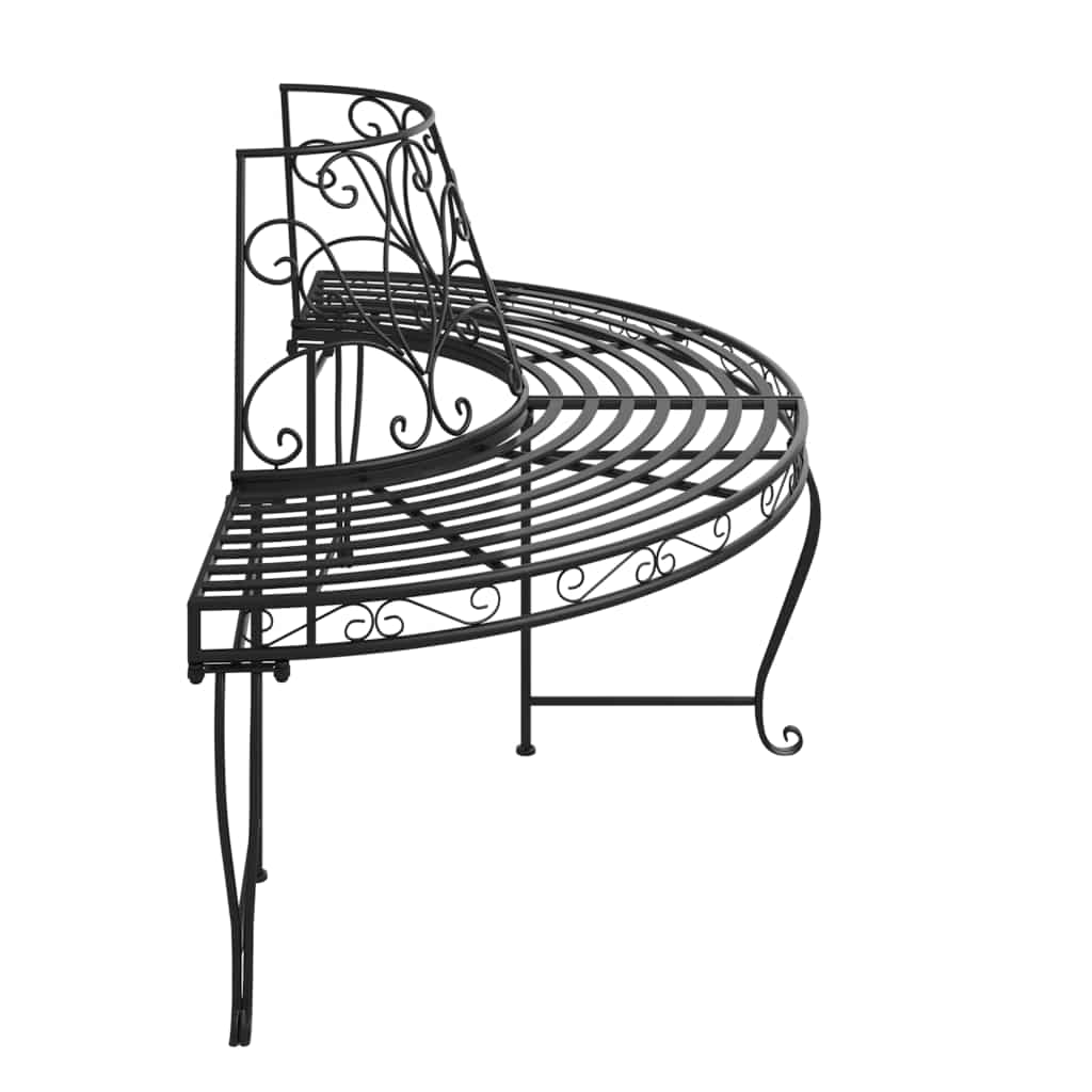 Banco para árvore semicircular ø160 cm aço preto