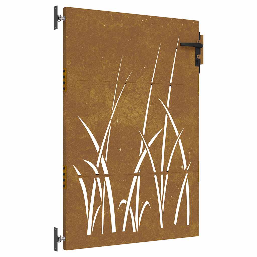 Portão de jardim 85x150 cm aço corten design erva