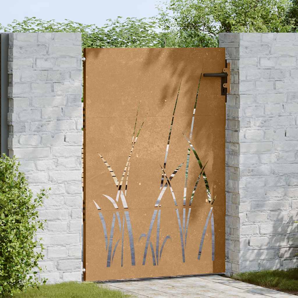 Portão de jardim 85x150 cm aço corten design erva