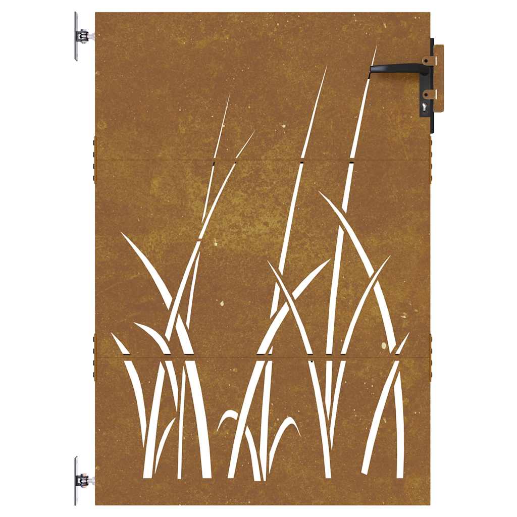 Portão de jardim 85x150 cm aço corten design erva