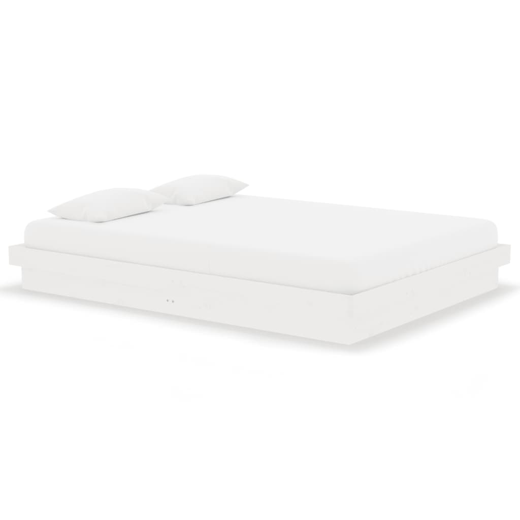 Estrutura de cama casal 135x190 cm madeira maciça branco