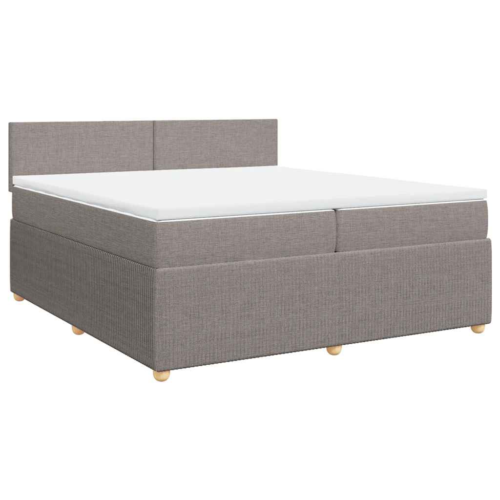 Cama com molas/colchão 200x200 cm tecido castanho-acinzentado