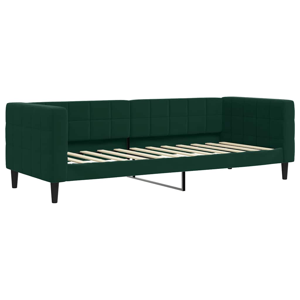Sofá-cama com colchão 80x200 cm veludo verde-escuro