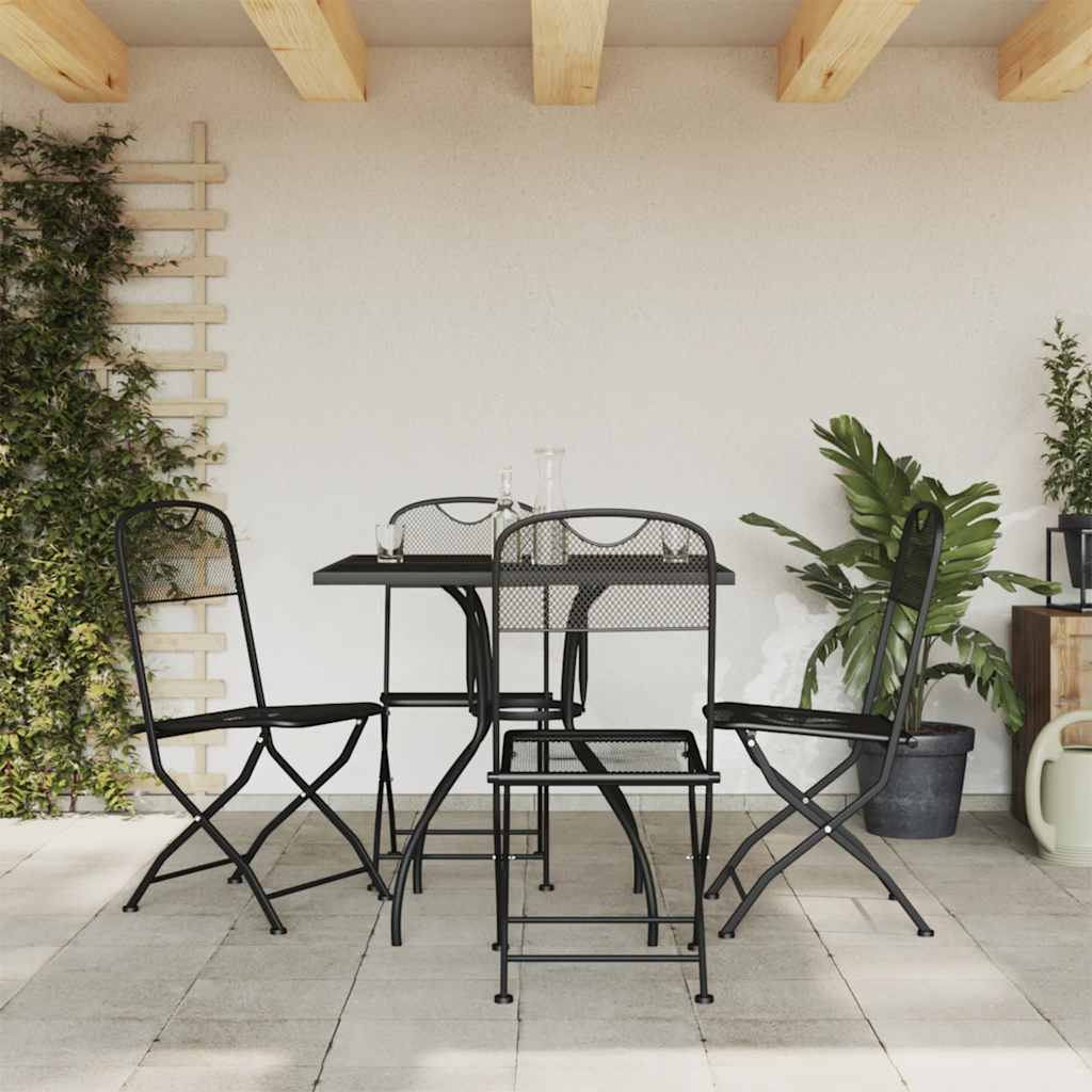 5 Pcs conjunto de jantar para jardim rede de metal antracite