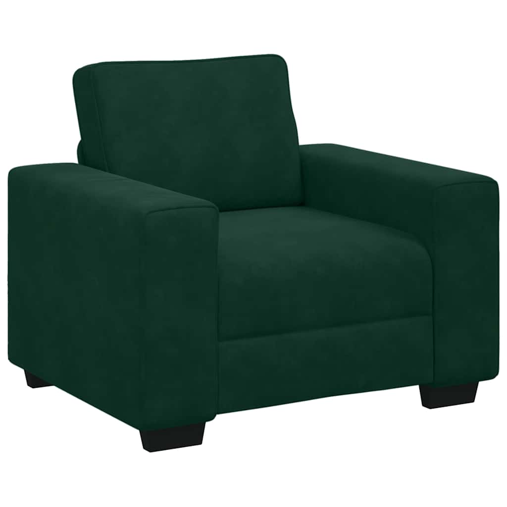 Conjunto de sofá de 3 peças com almofadas em veludo verde escuro