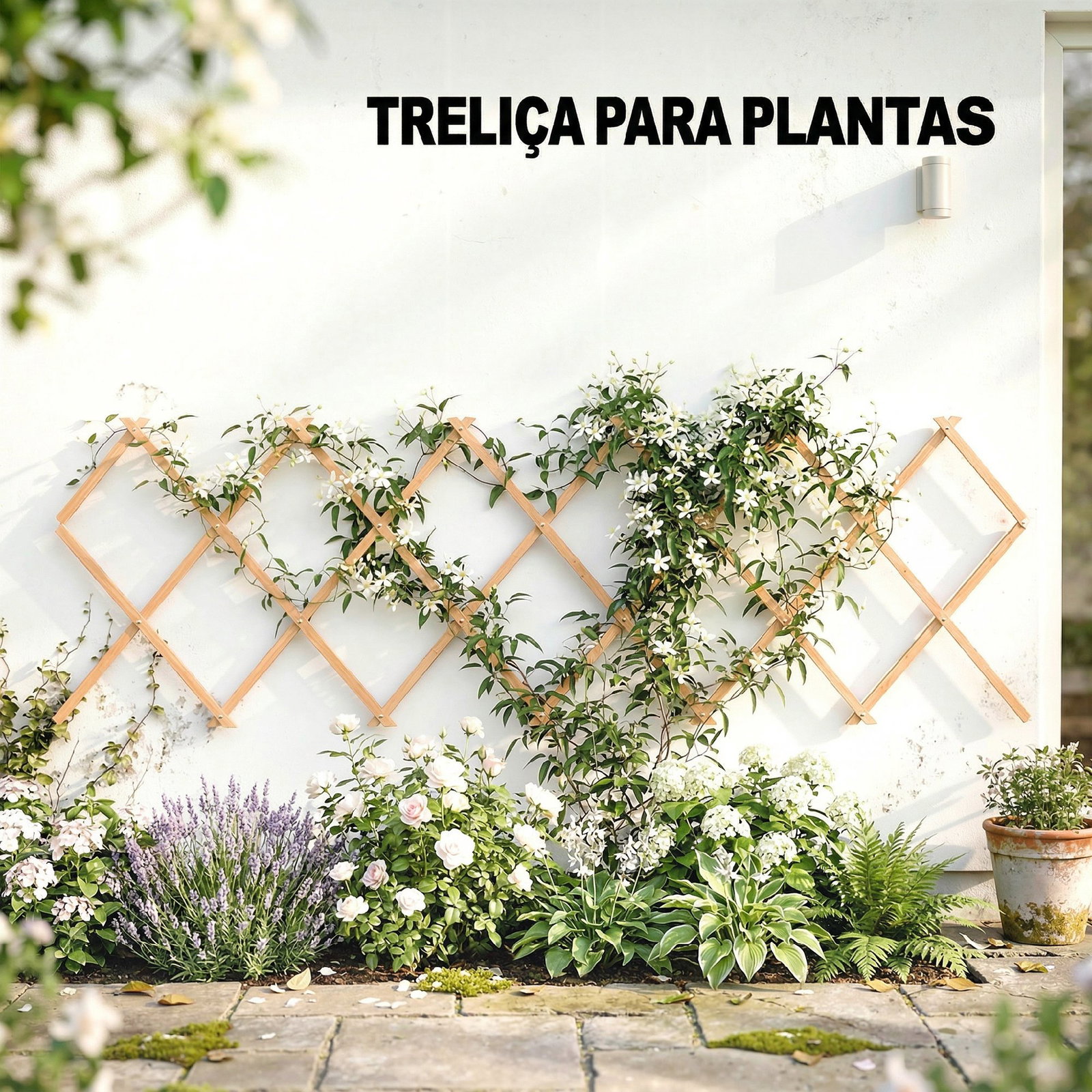 Treliça de jardim em madeira extensível suporte para plantas trepadoras rosas e videiras 180x60 cm castanho claro