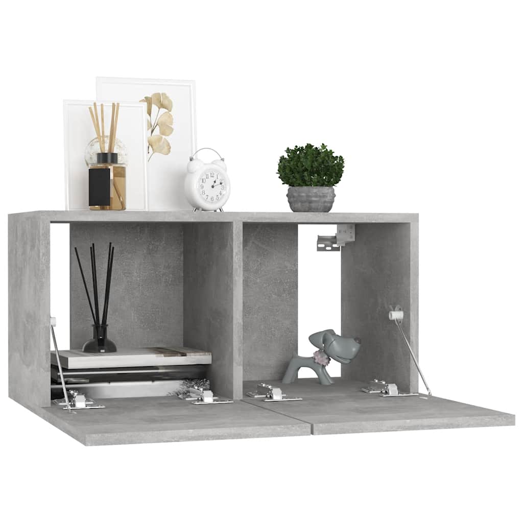 8 Pcs conjunto de móveis de TV contraplacado cinzento cimento