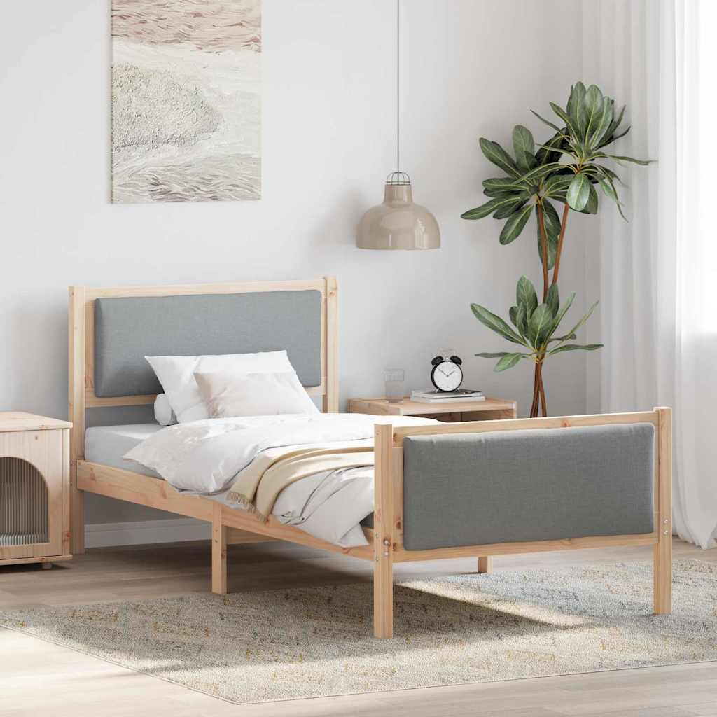 Estrutura da cama cinzento-claro 90 x 190 cm tecido