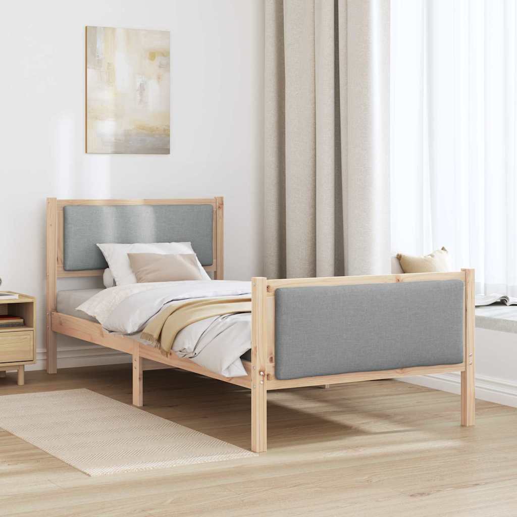 Estrutura da cama cinzento-claro 90 x 190 cm tecido