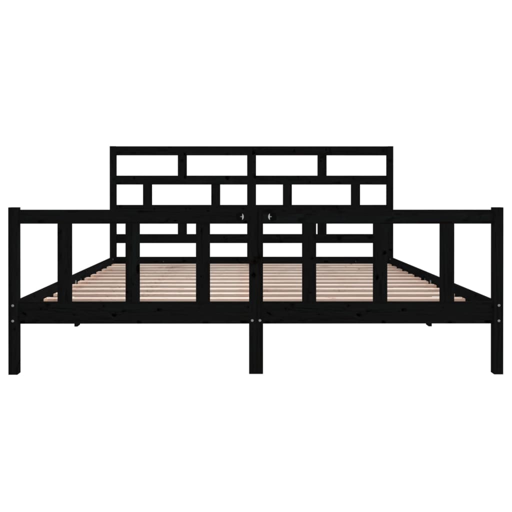Estrutura de cama 200x200 cm madeira de pinho maciça preto