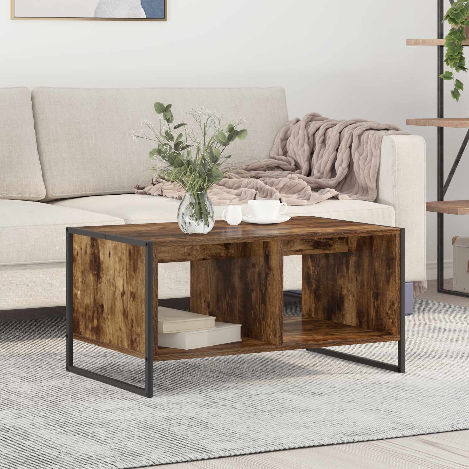 Mesa de centro carvalho fumê 80 x 50 x 40 cm