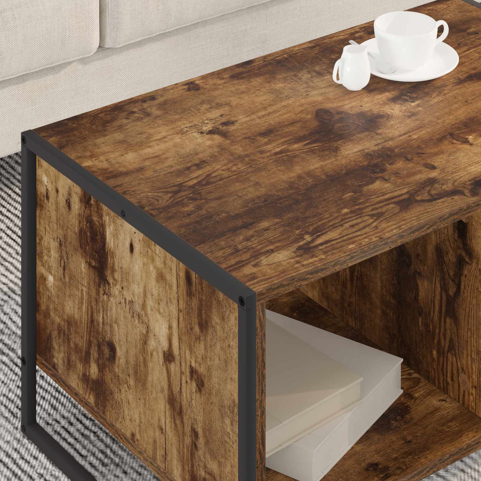 Mesa de centro carvalho fumê 80 x 50 x 40 cm