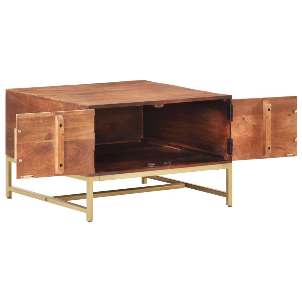 Mesa de centro 67x67x45cm madeira de acácia maciça castanho mel