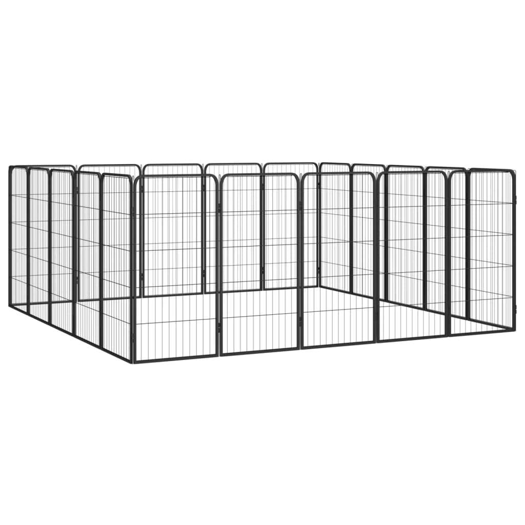 Parque p/ cães c/ 20 painéis 50x100 cm aço revestido a pó preto