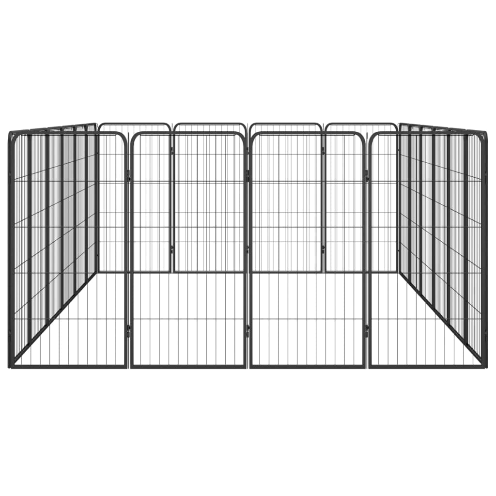 Parque p/ cães c/ 20 painéis 50x100 cm aço revestido a pó preto