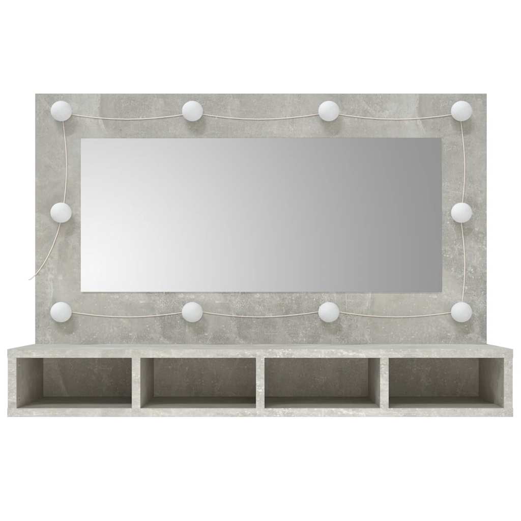 Armário espelhado com LED 90x31,5x62 cm cinzento cimento