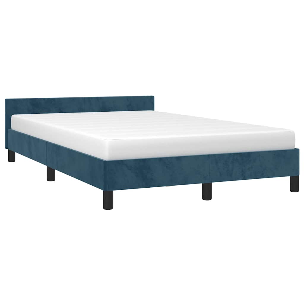 Estrutura de cama sem colchão 120x200 cm veludo azul