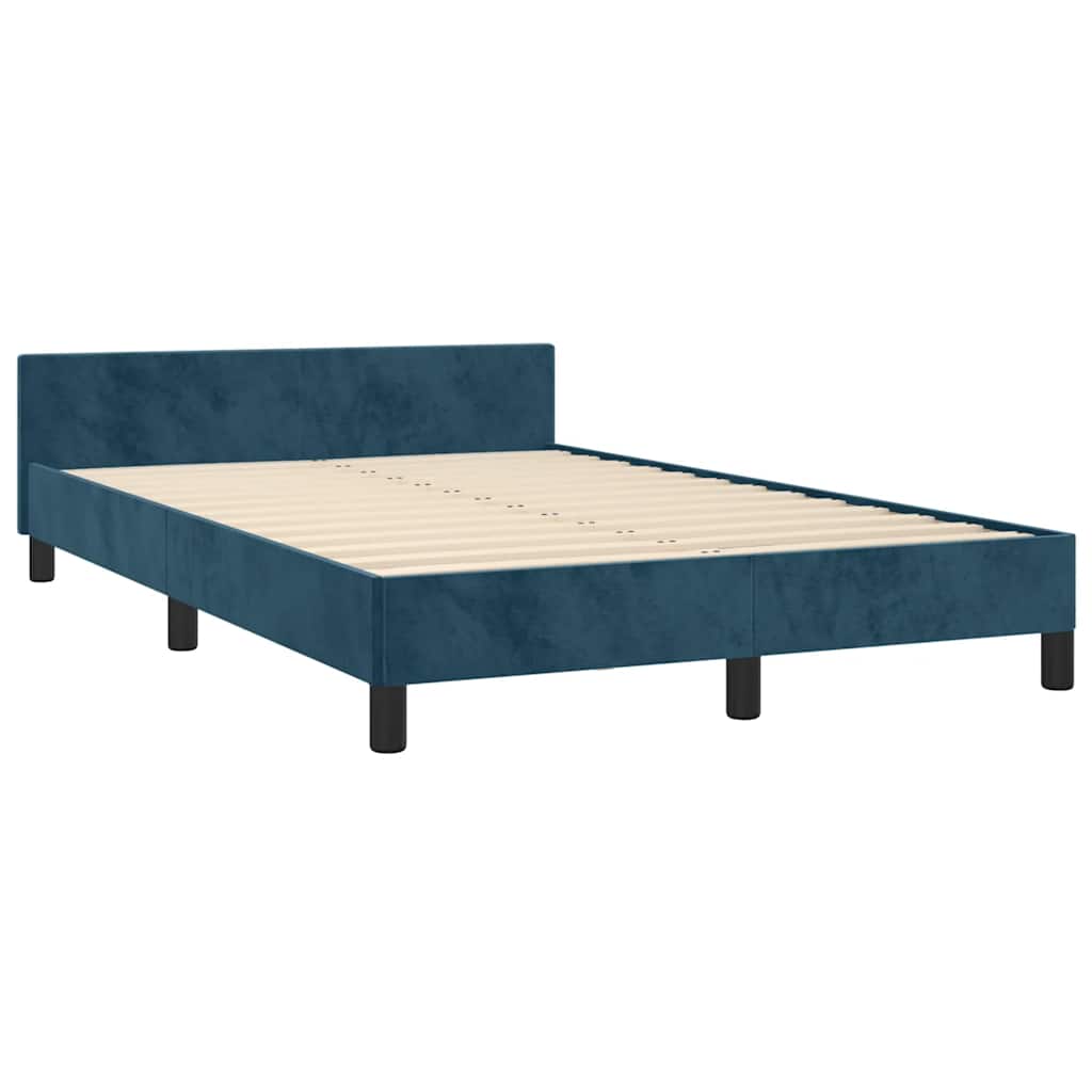 Estrutura de cama sem colchão 120x200 cm veludo azul