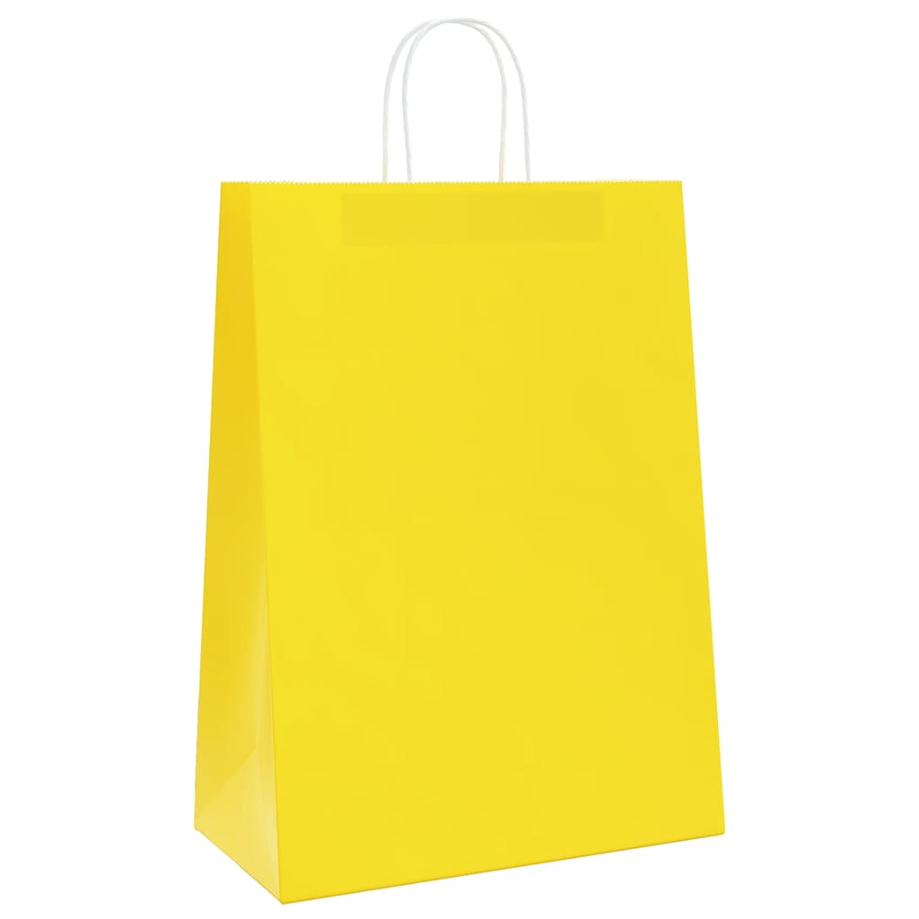 Sacos de papel 250 unid com alças amarelo 32x17x44 cm