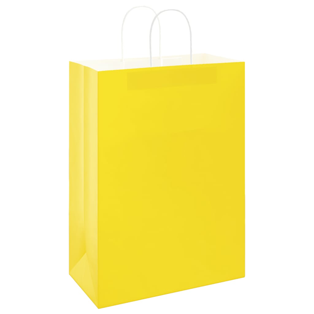 Sacos de papel 250 unid com alças amarelo 32x17x44 cm