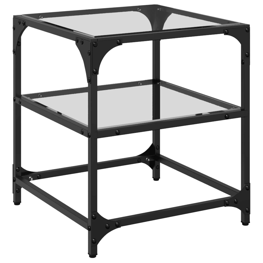 Mesas de centro c/ topo vidro transparente 2 pcs 40x40x45cm aço