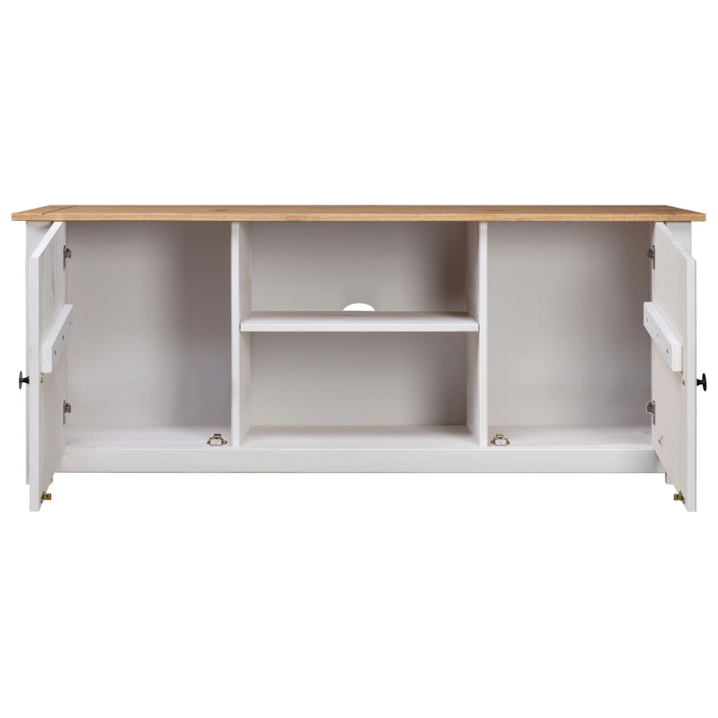 Móvel de TV 120x40x50 cm madeira de pinho maciça panama branco