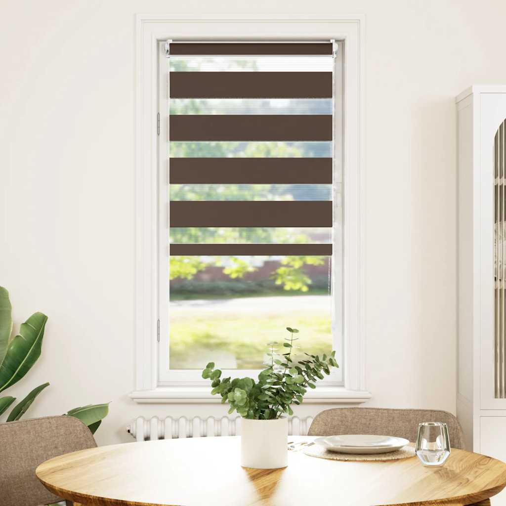 Cortina zebra 80,9x150 cm largura do tecido 76,7 cm café