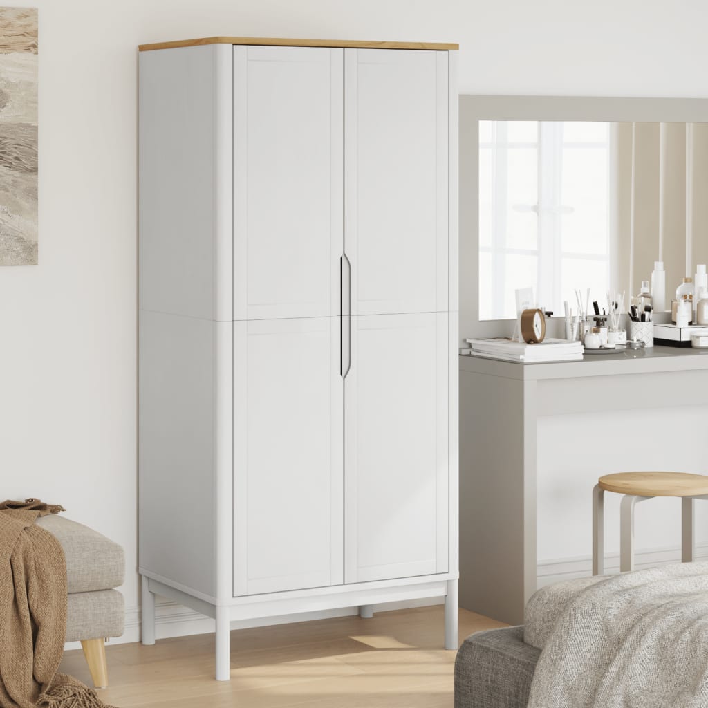 Roupeiro floro 77x53x171 cm madeira de pinho maciça branco