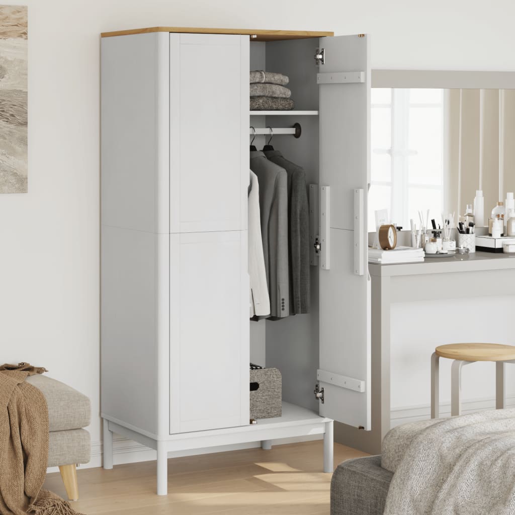 Roupeiro floro 77x53x171 cm madeira de pinho maciça branco