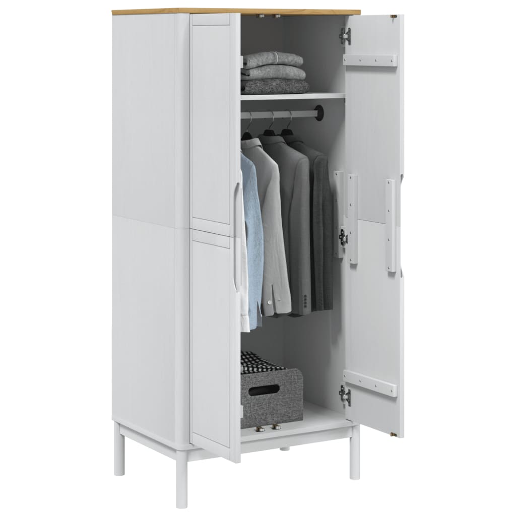 Roupeiro floro 77x53x171 cm madeira de pinho maciça branco