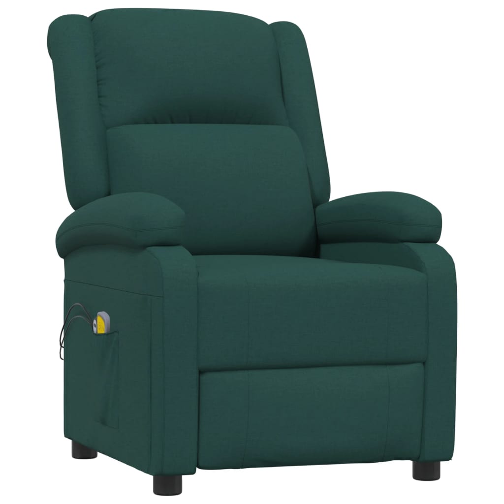 Poltrona de massagens elétrica tecido verde-escuro