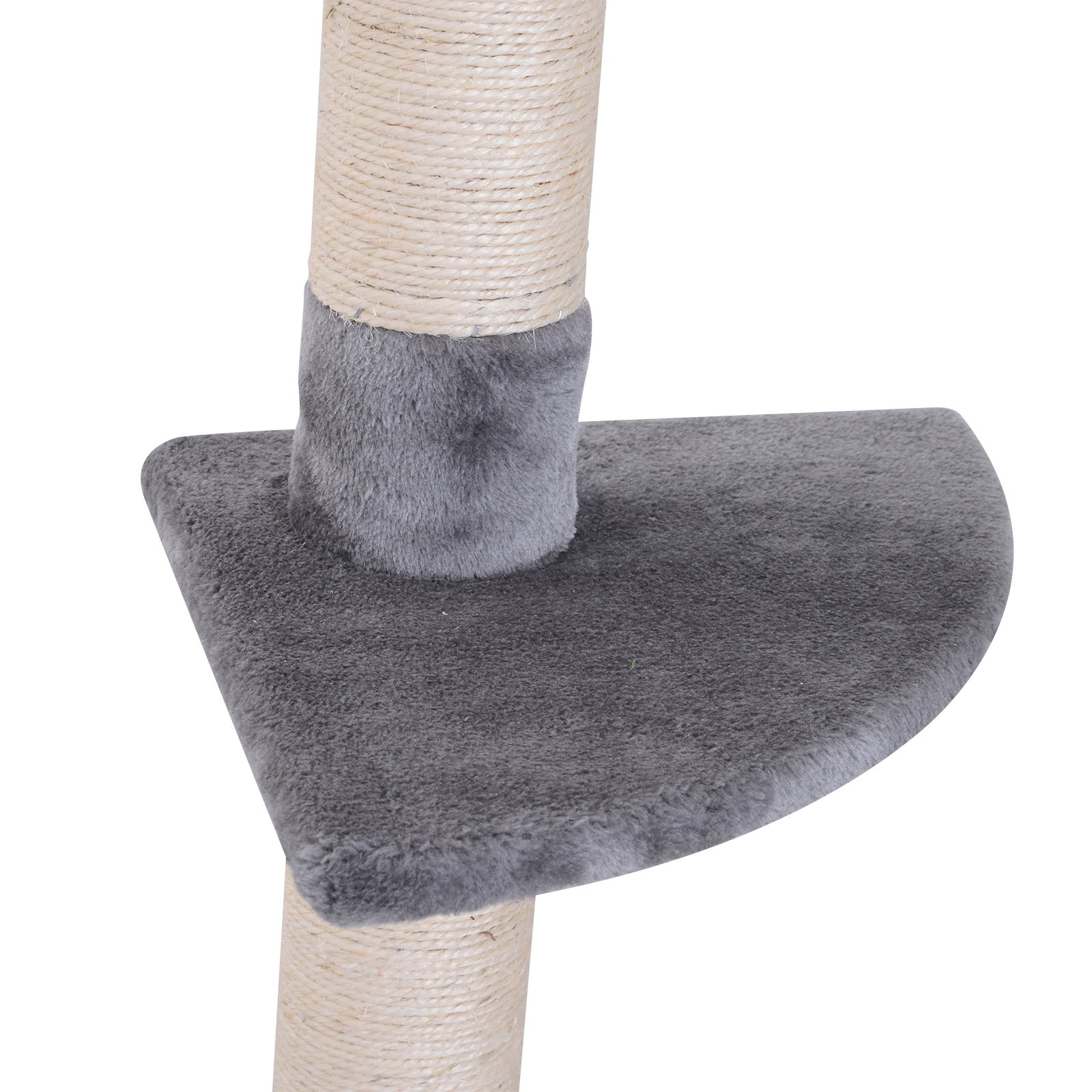 Árvore arranhadora para gatos arranhador para fixar ao teto altura ajustável com plataformas poste de sisal 40x34x230-260cm cinza