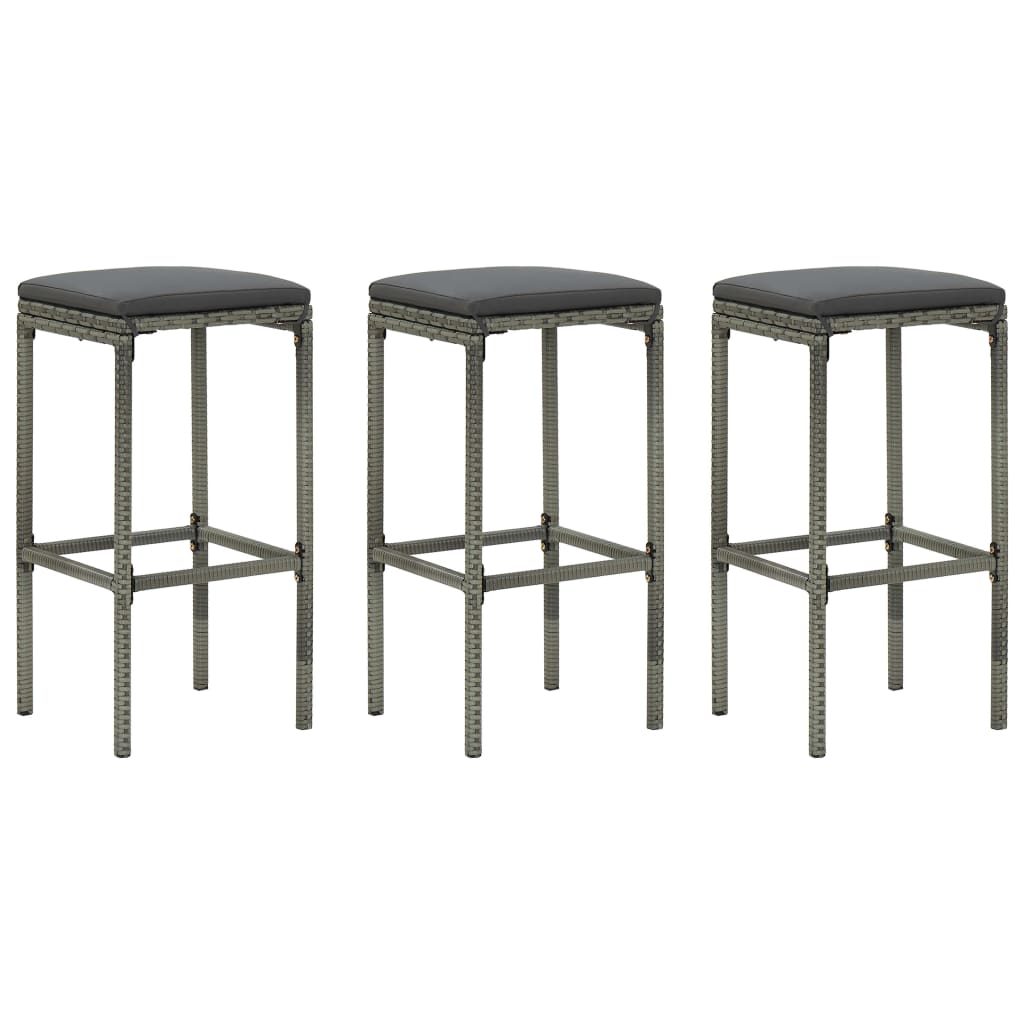 4 Pcs conjunto de bar para jardim com almofadões cinzento